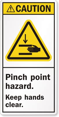 Pinch Point Hazard Keep Hands Clear ANSI Label