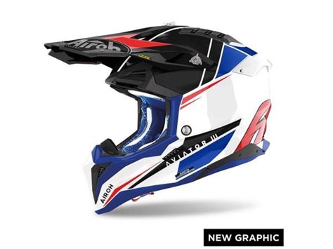 AV3P55 CASCO AIROH OFF ROAD AVIATOR 3 PUSH BLU ROSSO LUCIDO