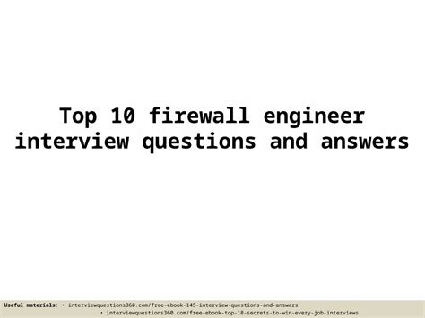 PPTX Top 10 Firewall Engineer Interview Questions And Answers