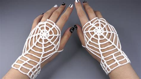 Crochet Spider Web Gloves Tutorial For Halloween Youtube