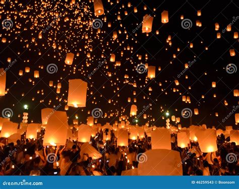 Sky Lanterns Festival Or Yi Peng Festival In Chiang Mai Thailand