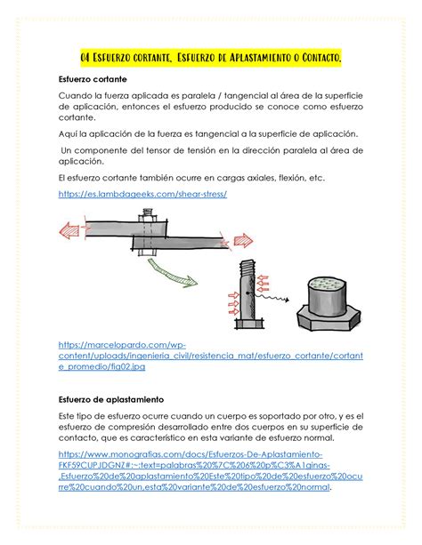 Esfuerzo Cortante Resumen Esfuerzo Cortante Esfuerzo De