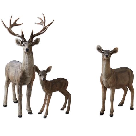 Cerf Avec Biche Et Faon Olsen Marron Vieilli LOBERON