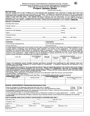 Fillable Online Broward Project Update Sheet Broward County Fax