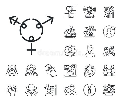 Genders Line Icon Inclusion Sign Specialist Doctor And Job