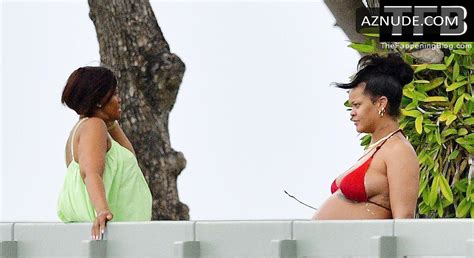 Rihanna Sexy Seen Showing Off Her Boobs In A Red Bikini Top In Barbados Aznude