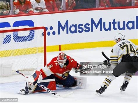 Florida Panthers Goaltender Sergei Bobrovsky Makes A Pad Save On A