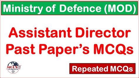 Ministry Of Defence Assistant Director Past Papers Repeated Mcqs Mod