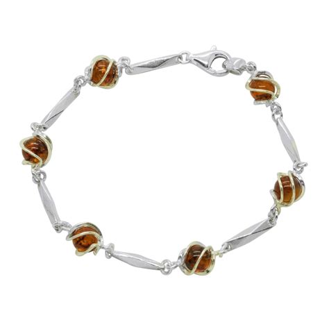 Bracelet En Ambre Cognac Et Argent 925 1000 Bijoux D Ambre