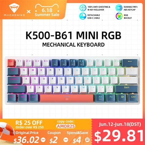 Machenike K B Mini Teclado Mec Nico Fator De Forma Fio Tecla Completa Hot