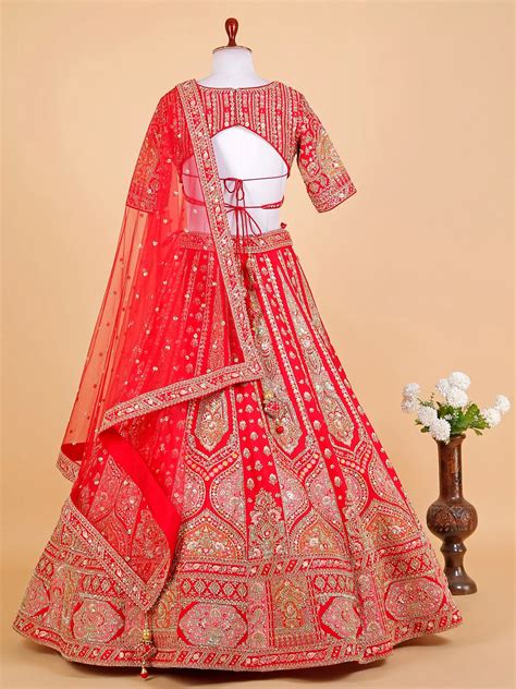 Georgeous Red Raw Silk Bridal Lehenga Choli G3 WLC14573 United