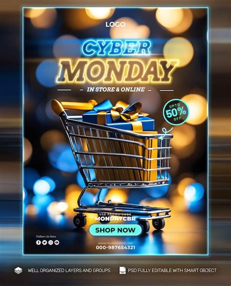 Psd Gratis Cyber Monday P Ster Y Folleto Promocional Tamplates De Redes