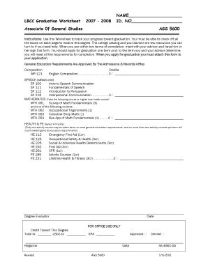 Fillable Online Linnbenton BNAMEb LBCC Graduation Worksheet 2007 B2008b