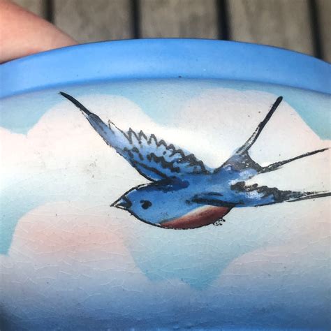 Vintage English Palissy Blue Bird Early Bird Porcelain Powder Jar Etsy