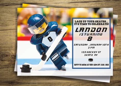 Ice Hockey Birthday Party Invitation Skating Invite Ice Etsy Hockey