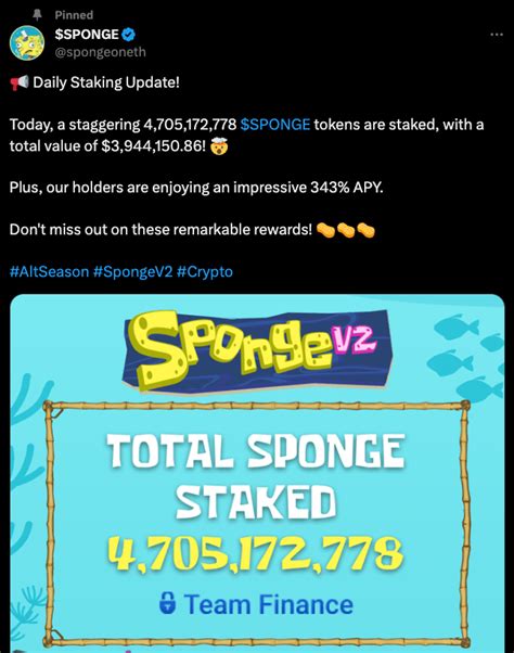 Sponge V Meme Coin Hits M In Staking Campaign Could It X On Launch