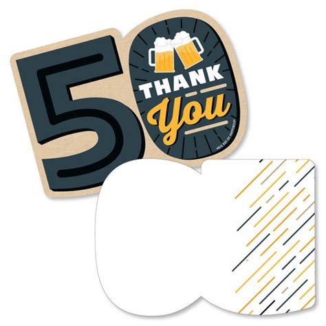 Cheers And Beers To 50 Years Shaped Thank You Cards 50th Birthday