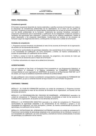 Formador Ocupacional Y Formador De Formadores Pdf