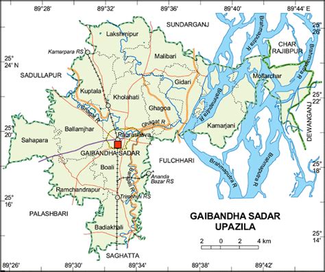 Maps of Bangladesh: Gaibandha Sadar Upazila