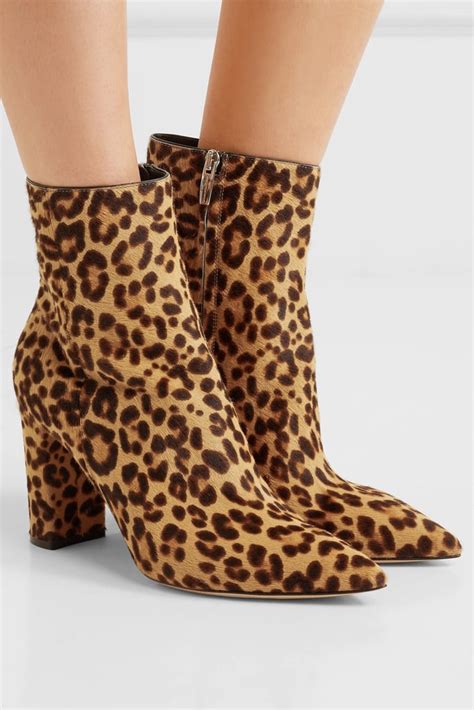 Gianvito Rossi Leopard Print Calf Hair Ankle Boots Gwen Stefani