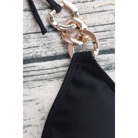 Trendsi Swim Chain Detail Tied Halter Neck Bikini Set Poshmark