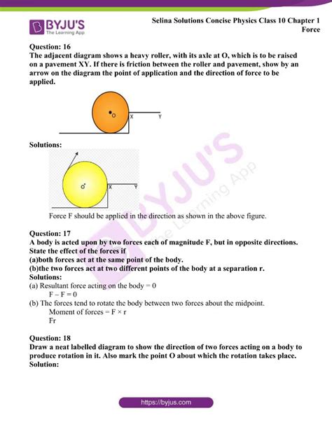 Selina Solutions Concise Physics Class 10 Chapter 1 Force Free Pdf