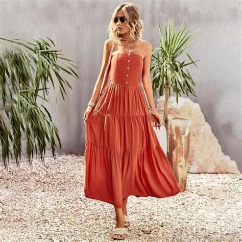 Robe Femme Chic Et Elegant Vacances La Plage Sans Manche Sexy