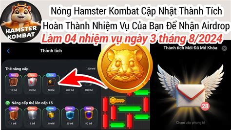 Nóng Hamster Kombat Cập Nhật Thành Tích Hoàn Thành Nhiệm Vụ Của Bạn Để