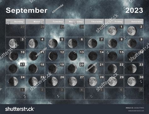 September 2023 Lunar Calendar Moon Cycles Stock Illustration 2216177055 ...