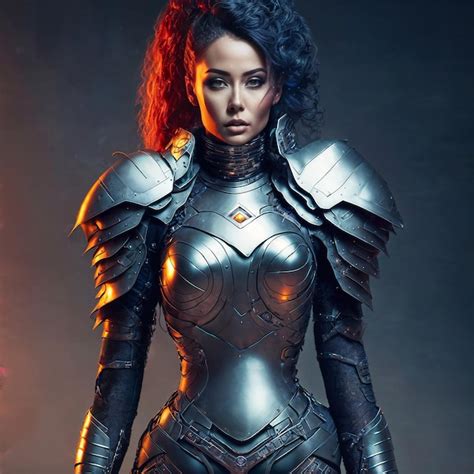 Premium Photo Futuristic Portrait Photo Of Beautiful Woman In Armor