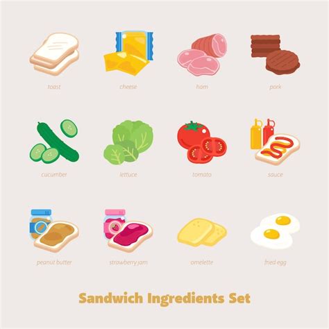 Premium Vector | Sandwich ingredients set