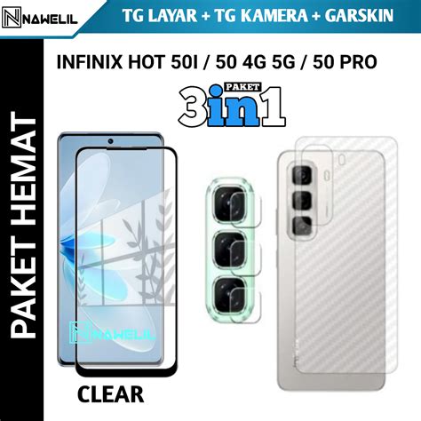 Jual PAKET 3IN1 INFINIX HOT 50I 50 4G 5G PRO TG LAYAR TG KAMERA GARSKIN ANTI GORES FULL SCREEN