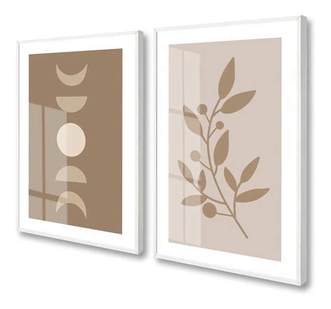 Quadros Decorativos Flor Abstrato Bege Nude Moldura E Vidro