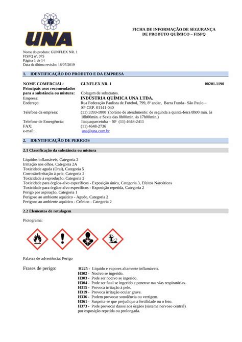 Pdf Ficha De Informa O De Seguran A De Produto Qu Mico Fispq