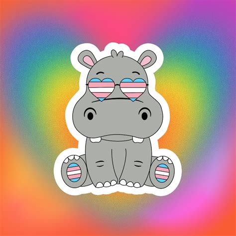 Pride Hippo Vinyl Sticker Gay Lesbian Trans Bisexual Asexual Pansexual Non Binary Handmade