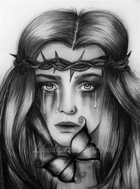 Crying Drawing Pencil Sketch Colorful Realistic Art Realistic