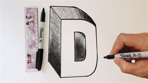 Letter D Drawing How To Draw 3d Letter D Follow Drawing Easy Step