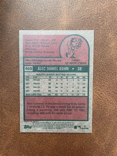 Topps Heritage Alec Bohm Philadelphia Phillies M Nm Ebay