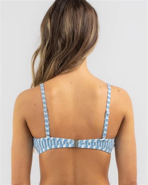 Rhythm Sunbather Stripe Crop Bikini Top In Ocean FREE Shipping