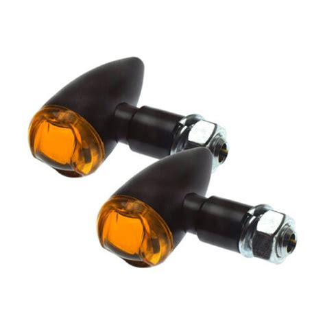 Pair Turn Signals Led Aluminum Black Lens Amber Homologated X Mm