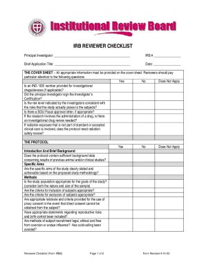 Fillable Online Irb Reviewer Checklist St George S University Fax