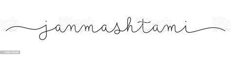 janmashtami black monoline calligraphy banner stock illustration