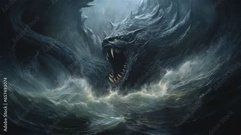 Charybdis a Greek sea monster causes chaos and destruction in the ocean ...