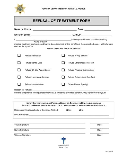 Medical Treatment Refusal Letter