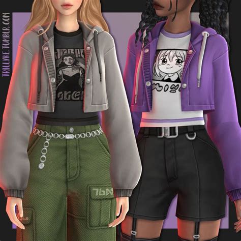 Pluto Cropped Jacket Trillyke In 2024 Sims 4 Clothing Sims 4 Mods