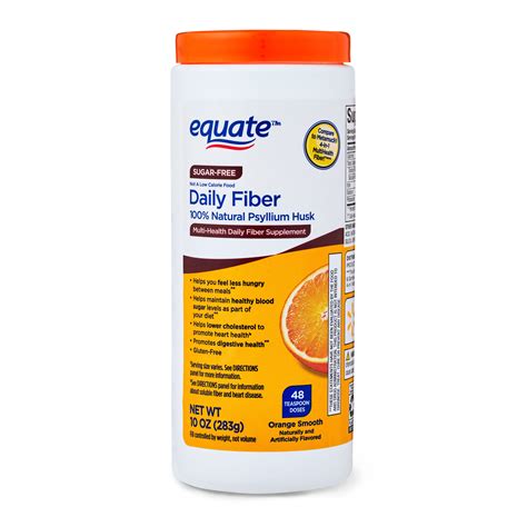 Equate Daily Fiber 100 Natural Psyllium Husk Fiber Supplement Sugar