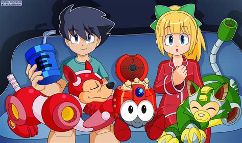 Megaman And Roll Watching A Movie At Night Mega Man Art Legend Games