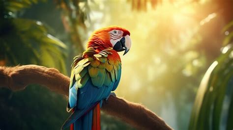 Premium Photo Cesium Plumage A Vibrant Parrot Perched On A Lush