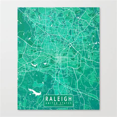 Raleigh City Map of North Carolina, USA - Watercolor Canvas Print by ...