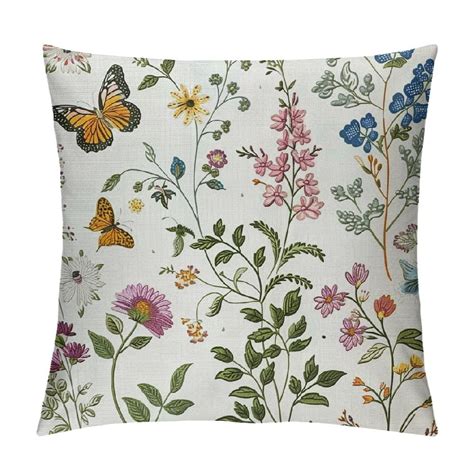 Creowell Spring Pillow Covers X Wild Flowers Botanical Plants